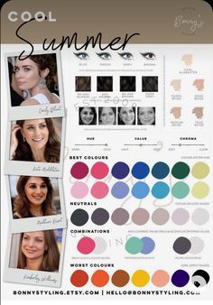 Summer Cold Color Palette, Make Up For Cool Summer Type, Cold Summer Palette Outfit, Cool Summer Color Palette Nail Polish, Cool Muted Summer Palette, House Of Color Summer Hair Colors, Cool Summer Color Palette Clothes, Cold Summer Palette, Cool Summer Palette Hair