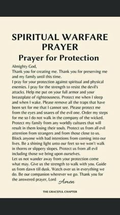 a prayer card with the words,'pray for protection'in black and white