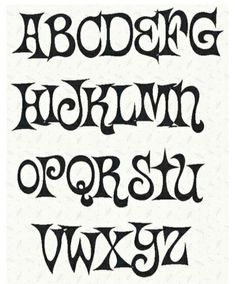 the upper and lower case of an old english alphabet, with black ink on white paper