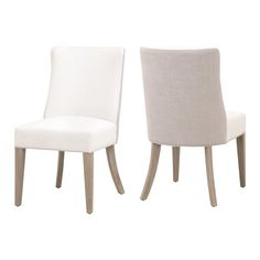 two white chairs side by side on a white background, one is upholstered