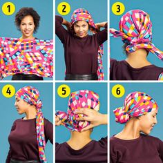 How To Wrap A Headscarf, How To Tie Head Scarf Styles, How To Tie A Head Scarf, Chemo Tips, Turban Mode, Rock Your Hair