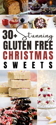 christmas desserts with text overlay that reads 30 stunning gluten free christmas sweets