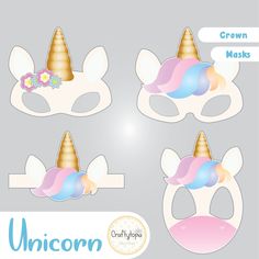 Printable Unicorn Masks and Crown Kids Activity Story Telling Activities, Toy Story Party Decorations, Unicorn Mask, Play For Kids, Crown For Kids, Coloring Supplies, Simple Craft, Toy Story Party, Mythical Creature