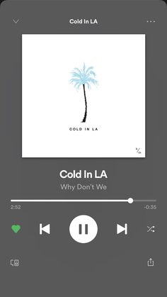 an mp3 player with the words cold in la on it and a palm tree next to it