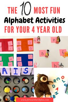 10 most fun alphabet activities for your 4 year old 4 Year Learning Activities, Learn Alphabet For Kids, Unschooling Activities, Learning Letters And Sounds, Teaching Abcs, Letter Learning Activities, Teach The Alphabet, Educational Activities For Toddlers, Teaching Child To Read