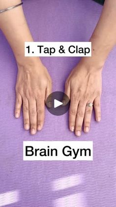 a woman's hands on top of a purple mat with the words, 1 tap & clap