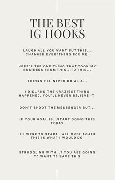 The exact hooks I have been using to boost my reel engagement on Instagram! ✨  Hooks are so important to catch your audience’s attention in the first 3 seconds!   Make them: ☁️unique  ☁️controversial  ☁️entertaining  ☁️relatable   Click on the pin to learn more strategies for IG growth!   #growth #viralpost #viralpins #strategies #marketingstrategy #marketingstrategies #instagrammarketing #instagram #instagramstrategy Hooks For Instagram Reels, Sports Chiropractic, Instagram Hooks, Reel Hooks, Fashion Marketing Campaign, Tiktok Content Creator, Ig Marketing, Zen Studio, Content Creator Tips