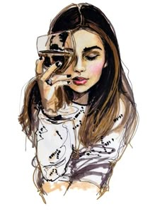 Saatchi Online Artist: Jessica Rae Sommer; Mixed Media, 2012, Painting "Wednesday" Art Amour, Couple Drawing, A Glass Of Wine, Wow Art, Glass Of Wine, Beautiful Drawings, Pics Art