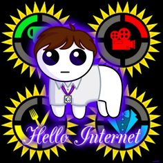 an image of a cartoon dog with the words hello internet