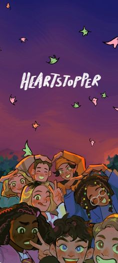 a group of people standing next to each other with the words heartstopper above them