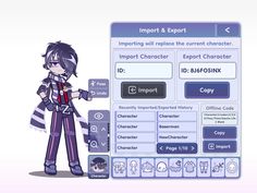 an animated character is standing in front of a computer screen with information about the characters