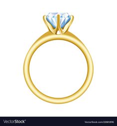 a gold ring with a diamond on the top and side view, isolated against a white background