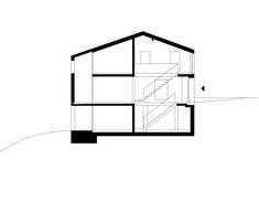 a drawing of a house with stairs going up the side