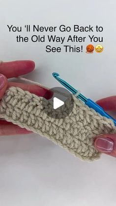 someone is crocheting an object in their hand with the caption you'll never go back to the old way after you see this