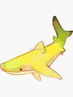 a drawing of a yellow shark on a white background