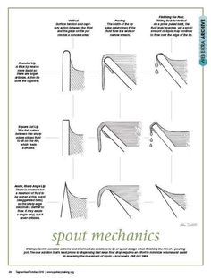 some diagrams showing how to use the spout mechanics for different types of metal work