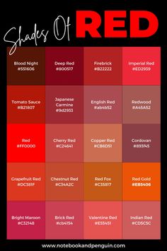 the shades of red are shown in this color scheme, which is also available for use on