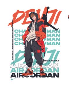 an anime poster with the character air jordan