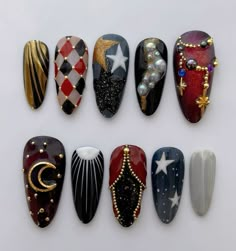 Theater Nails, Wizard Nails, Jester Nails, Royal Nails, Nail Halloween