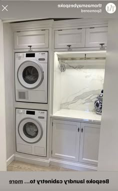 the laundry room is clean and ready to be used for washing machines or dryers