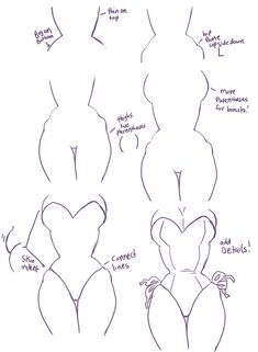 how to draw the shape of a woman's body in three different positions, from top to bottom