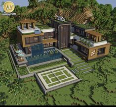 an image of a modern house in minecraft