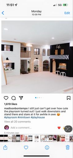 the inside of a house is shown on instagram