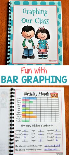 two notebooks with the text graphing our class fun with bar graphing