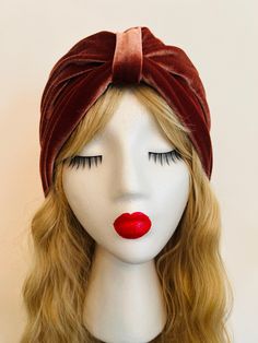 OBSESSED with these GORG stretch velvet turbans! This beautiful bold turban is the perfect pop of color to EVERY outfit! She will keep you warm AND fashionable this season! We can't decide which color is our favorite, so we got them all! *One size turban fits all *Turban can be worn 3 different ways (band in front/band to the side/band at the back) *Requires NO wrapping *Super soft and stretchy velvet fabric *Hand wash cold. Hang/lay flat to dry. No bleach or fabric softeners. DK Design Headwear 70s Turban, Old Hollywood Glamour Turban, Women’s Turban, Adjustable Red Bohemian Turban, Luxury Evening Women's Turban, Velvet Turban, Stretch Velvet, Hair Accessories For Women, Turbans