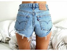 Vintage Blue Levi High Waisted Shorts, Diy Denim