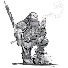 Dwarven Warrior, Max Dunbar, Witcher Oc, Viking Drawings, Dungeons And Dragons Art, Fantasy Races, Dungeons And Dragons Characters, Warhammer Fantasy, Fantasy Rpg