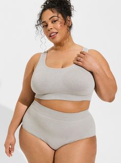 Seamless Ribbed High-Rise Brief PantySeamless Ribbed High-Rise Brief Panty, FROST GREY HEATHER Plus Size Bra, Women Outfits, Matches Fashion, Bra And Panty Sets, Girl Dresses, Bralette, Trendy Fashion, Heather Grey, Ribbed Knit