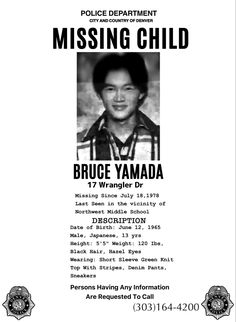 the missing poster for bruce yamada