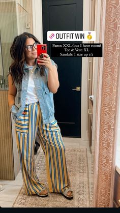 Summer Skirt Outfits Midsize, Teacher Outfits Funky, Summer High-rise Mom Fit Bottoms, Bohemian Wide-leg Pants For Day Out, Hippie Summer Wide-leg Pants, Better With Chardonnay, Cute Colorful Outfits, Hair Stylist Outfit, White Linen Pants Outfit