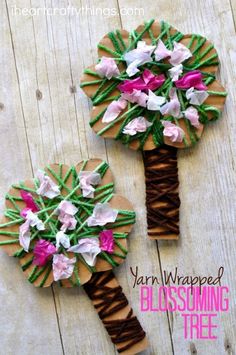 two handmade flower bouquets made out of sticks