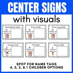 the center signs with visual information for children