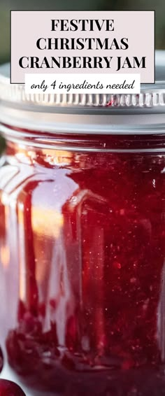 Image for Festive Christmas Cranberry Jam Cranberry Jam Recipe Simple, Cranberry Chia Jam, Strawberry Cranberry Jam Christmas, Cranberry Christmas Jam, Cranberry Raspberry Jam, Spiced Christmas Jam Recipes, Cranberry Pepper Jelly, Cute Jars