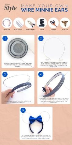 instructions on how to make your own wire mini ears with bow ties and headbands