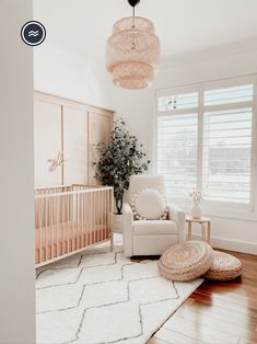 Beautiful nursery room decor featuring a machine washable plush rug.