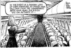 a cartoon depicting a train full of sheep with a speech bubble above it that says in the event of a sudden loss of control,