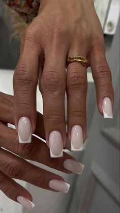 Classic White Tip Nails, Marshmallow White French Nails, White Nails With French Tip Color, Sns Dip French Manicure, French Mani Square, Nails 2023 Trends French Manicure, Holiday Nail Inspo Summer White, White On White French Manicure Short, Trendy Nails Square Medium