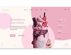 the website is designed to look like a milkshake with strawberries and chocolate