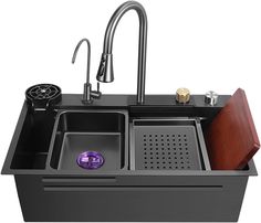 an image of a kitchen sink with two sinks