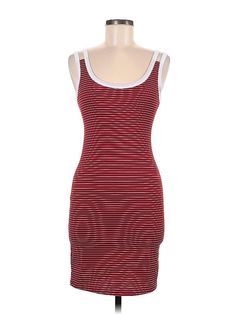 New Look Casual Dress Size: Medium Red Dresses - used. 97% POLYESTER, 3% SPANDEX, Bodycon, Scoop Neck, Stripes, Short, Sleeveless | New Look Casual Dress - Bodycon: Red Stripes Dresses - Used - Size Medium Striped Bodycon Sleeveless Dress, Striped Fitted V-neck Dress, Striped V-neck Summer Sundress, Casual Striped V-neck Sleeveless Dress, Red Casual Dress, Red Striped Dress, Beach Dresses With Vertical Stripes And V-neck, Dress Bodycon, Red Dresses