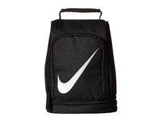 a black and white backpack with a nike logo on it