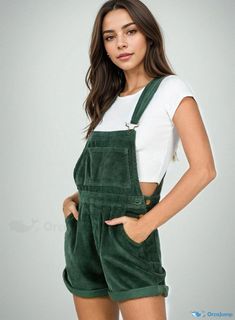 Orcajump - Corduroy Solid Color Casual Overalls 2024 Clothes, 2024 Lookbook, Corduroy Shorts, Hipster Outfits, Girl Things, Fall Clothes, Pant Length, Beautiful Clothes, Cute Casual Outfits