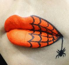 Fall Makeup Lips, Halloween Lip Art, Spider Lips Makeup, Halloween Lipstick Ideas, Halloween Makeup Lips, Halloween Lip Makeup, Halloween Lipstick, Halloween Lips, Disney Eye Makeup