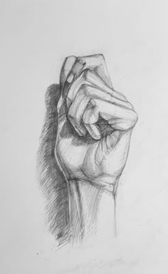 a pencil drawing of a hand holding something