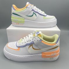 Nike Air Force Low, Bb Shoes, Nike Air Force 1 Shadow, Air Force 1 Shadow, Custom Nike Shoes, Shoes Outfit Fashion, Womens Slides, Fabulous Shoes, Sneakers Outfit