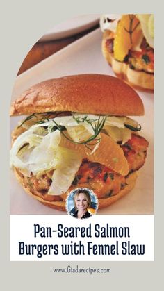 Pan-Seared Salmon Burgers with Fennel Slaw